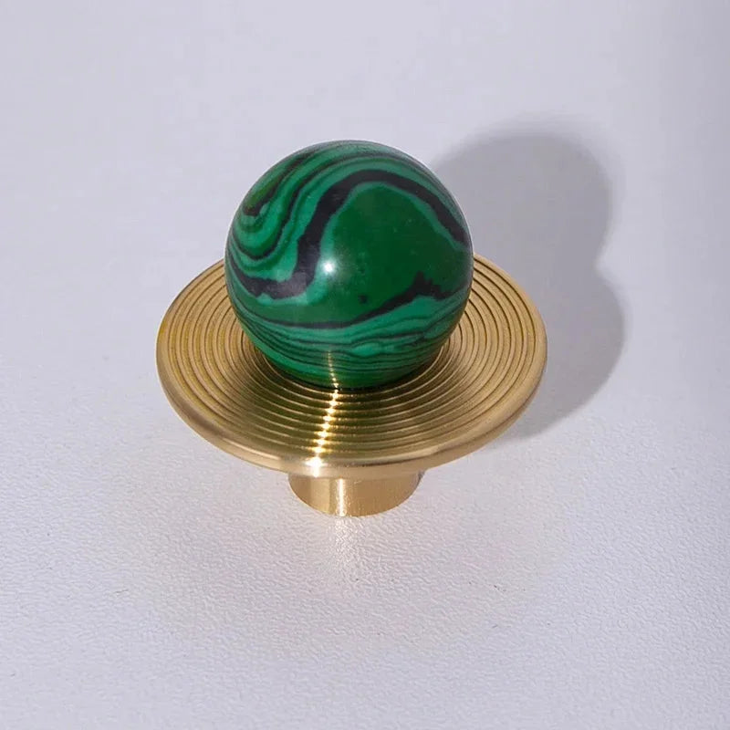 Luxury Natural Stone + brass Knobs Cabinet Knob Handle Dresser Knobs Drawer Pulls Elegant Green Furniture Hardware-Letifly Lights and Decor