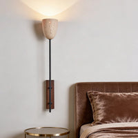 American Retro Style Wall Lamp Natural Stone E27 Bulb For Living Room Bedroom Hotel Wood Base Home Decor Sconce-Letifly Lights and Decor