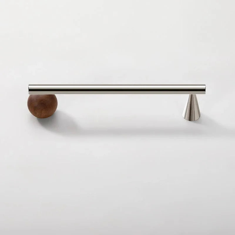 Furniture Hardware Nordic Art Handle/walnut Wood+Brass Handles and Knobs Drawer Pulls Kitchen Cabinet Knobs-Letifly Lights and Decor