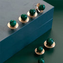 Luxury Natural Stone + brass Knobs Cabinet Knob Handle Dresser Knobs Drawer Pulls Elegant Green Furniture Hardware-Letifly Lights and Decor