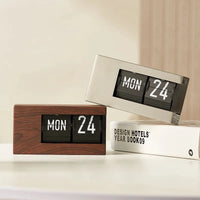 European Style Table Clocks with Calendar Mechanical Page Turning Clock Retro Desktop Clock for Home Living Room Office Decor-Letifly Lights and Decor