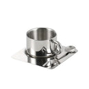Stainless steel espresso cup and square saucer modern coffee tea set 3pc set with teaspoon