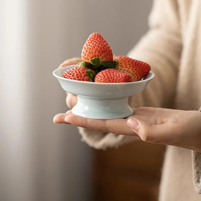 Refreshment Plate, Ceramic Fruit Plate, Small Living Room Household Snack Plate, High-Footed Fruit Tray, Nut Plate.-Letifly Lights and Decor