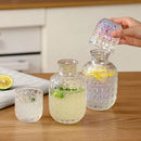 Bedside Carafe Pitcher And Water Glass Tumbler Set Vintage Glass Water Pitcher With Cup Set For Bedroom Retro Relief Patterns-Letifly Lights and Decor