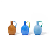 Single Ear Glass Vase Single Handle Retro Modern Home Decor Table Accent for Flowers or Hydroponics
