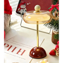 Mid-Century Modern Glass Table Lamp Vintage LED Bedside Desk Lamp Golden Metal Pole Bedroom Nightstand Decor Light-Letifly Lights and Decor