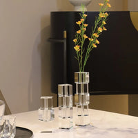 Glass block vase modern crystal geometric flower holder home décor