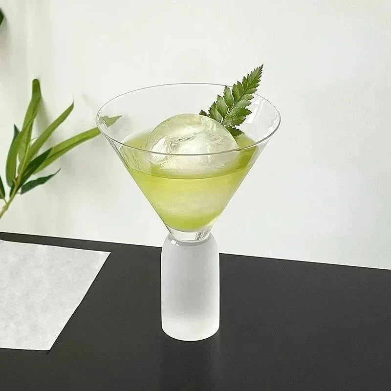 Creative Cocktail Glasses Cups Frosted Handle Glass Cups High-foot Martini Glass Cup Simple Dessert Cold Drink Cup Kitchen Tools-Letifly Lights and Decor