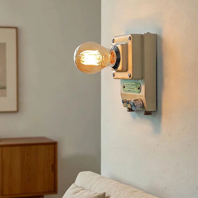 Nordic Retro knob dimming wall lamp vintage atmosphere Bedroom bedsideLED hallway balcony industrial style home decor wall light-Letifly Lights and Decor
