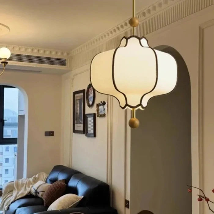 Retro Fabric Lampshade Pendant Light Japan Circular LED for Room Dining Table Apartment Wooden Ball Lighting Fixtures E27-Letifly Lights and Decor