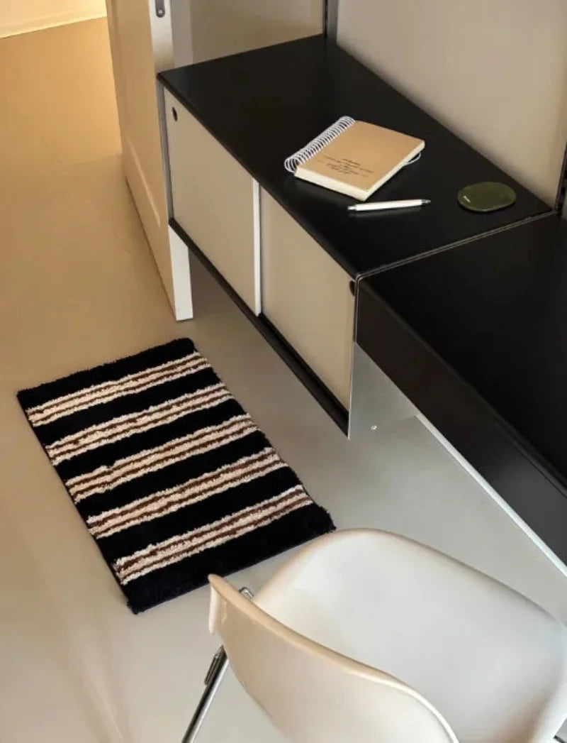 Ins Stripe Tufting Grids Bathroom Mat Living Room Carpet Bathmat Bedside Rug Soft Bedroom Floor Pad Home Decor-Letifly Lights and Decor