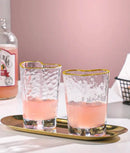 Nordic Lead Free Hammer Pattern Heart Shape Lovely Clear Glass Tumbler Cup with Gold Rim 210ml 7oz Cups for Lovers 1 Pc-Letifly Lights and Decor