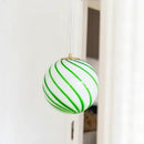 Pendant Light Striped Glass Globe Red Green Whimsical Modern Retro