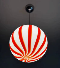 Pendant Light Striped Glass Globe Red Green Whimsical Modern Retro