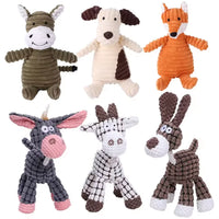 Plush corduroy squeaky dog toy animal shape durable chew toy for puppies and dogs