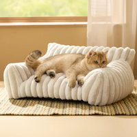 etifly Lights & Decor - Dream Lounge Pet Bed - Plush Ribbed Pet Sofa Breathable Bed for Cats and Small Dogs