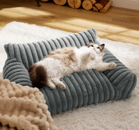 etifly Lights & Decor - Dream Lounge Pet Bed - Plush Ribbed Pet Sofa Breathable Bed for Cats and Small Dogs