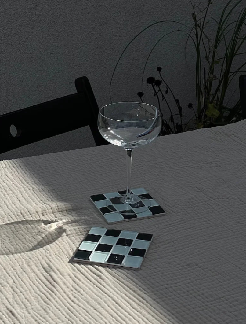 Pixel Checkered Tile Coasters