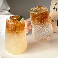 Glass tumbler textured swirl 400ML transparent modern