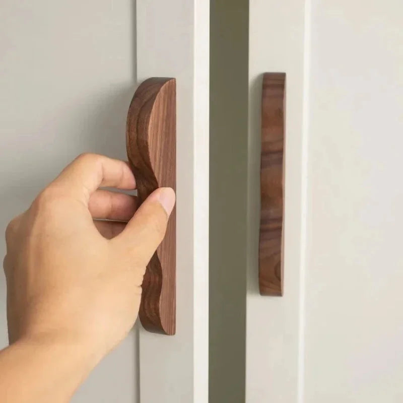Modern Kitchen Storage Cabinet Pulls Black Walnut Furniture Handles Cupboard Wardrobe Drawer Door Children's Room Wood Handles-Letifly Lights and Decor