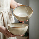 2pcs bowls Japanese 5.5-Inch ceramic breakfast bowl thickened irregular kiln salad bowl-Letifly Lights and Decor