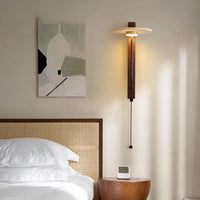 Japanese Retro Bedside Led Wall Lamp for Bedroom Living Room Stone Walnut Wood Wall Light with Switch Indoor Lighting Decoration-Letifly Lights and Decor