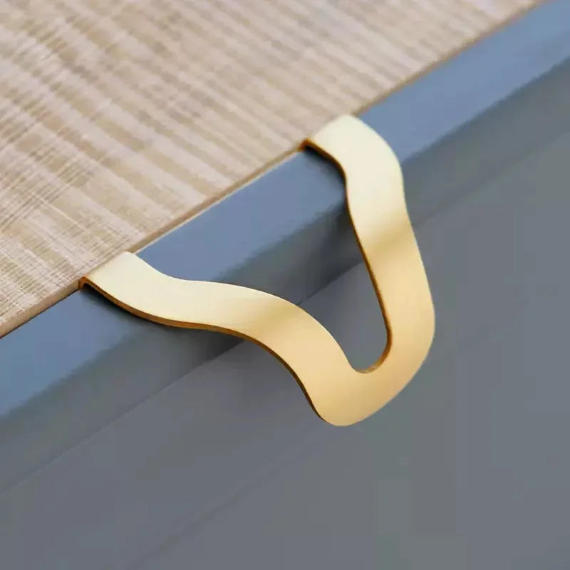 Brass Invisible Gold Handle Cabinet Door Knob Handle Desk Drawer Pulls Modern Knobs Furniture Hardware Kitchen Accessories-Letifly Lights and Decor