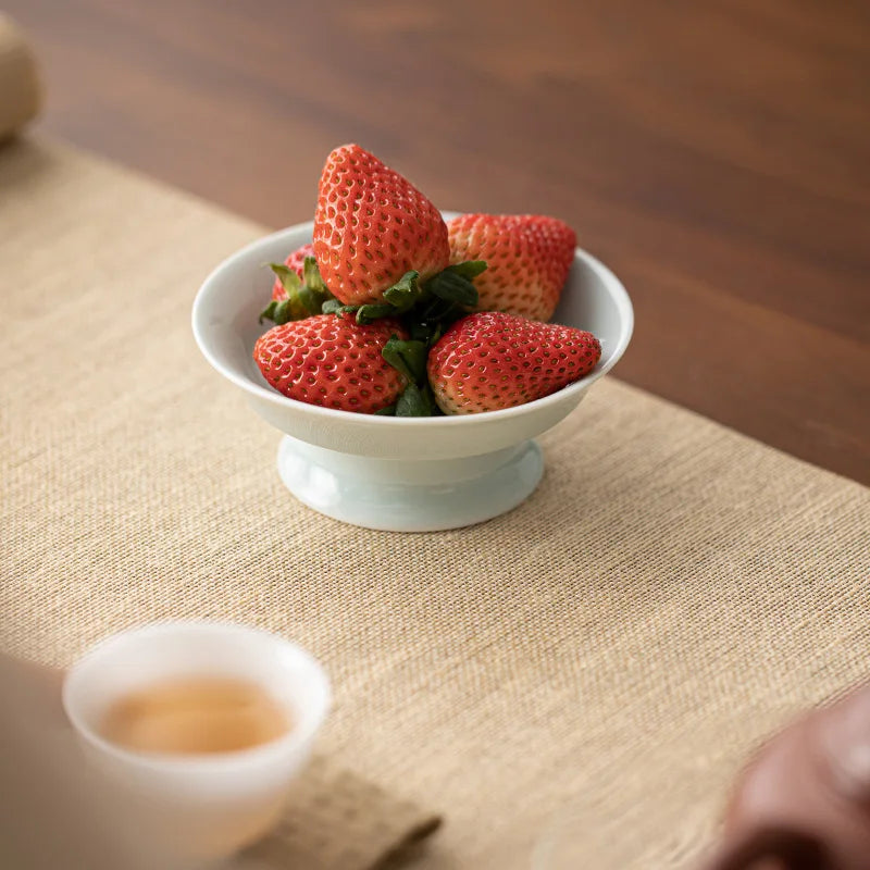 Refreshment Plate, Ceramic Fruit Plate, Small Living Room Household Snack Plate, High-Footed Fruit Tray, Nut Plate.-Letifly Lights and Decor