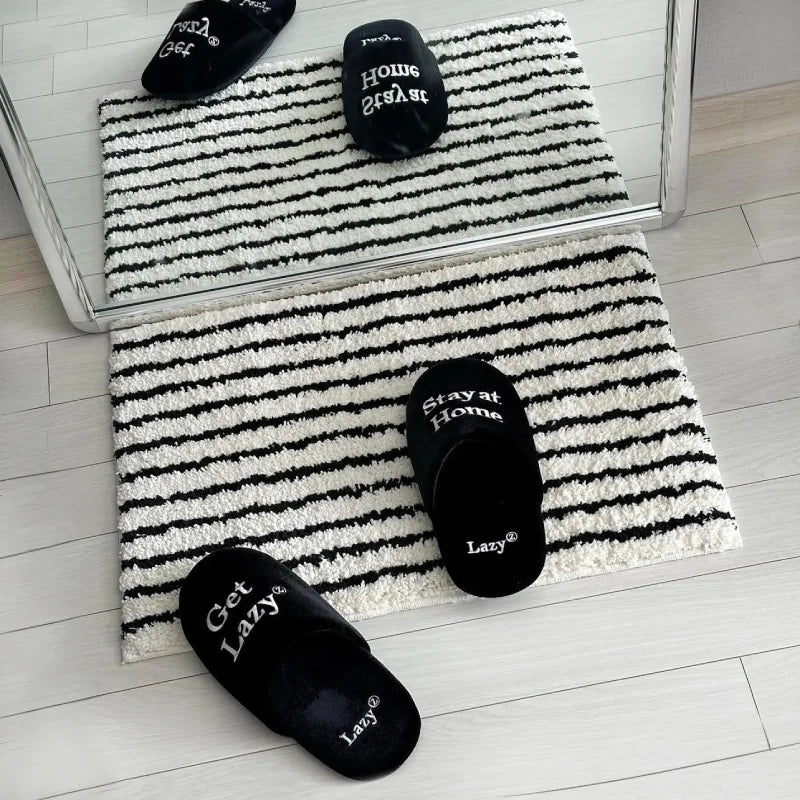Tufting Stripe Bathrooom Mat Bedroom Rug Soft Fluffy Geometric Bathmat Bedside Carpet Floor Anti Slip Pad Home Decor 40x70cm-Letifly Lights and Decor