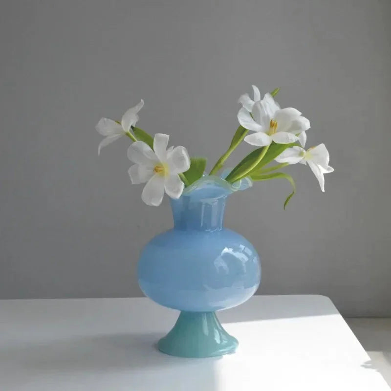 Lily Bloom Pedestal Glass Vase