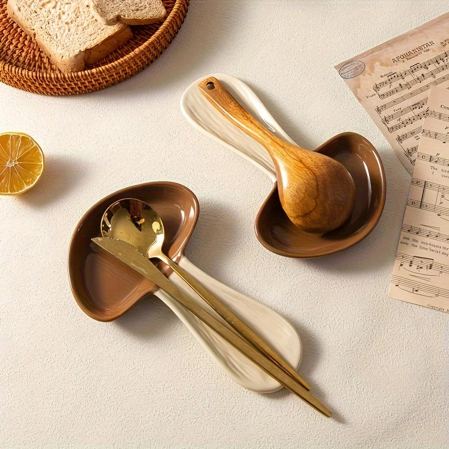 Ceramic Spoon Rest High Temperature Resistant Mushroom, Exquisite And Cute Spoon Plates for House Warming Gift-Letifly Lights and Decor