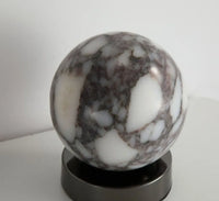 Marble LED bedside lamp soft glow sculptural natural stone cylinder and globe night light