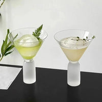 Creative Cocktail Glasses Cups Frosted Handle Glass Cups High-foot Martini Glass Cup Simple Dessert Cold Drink Cup Kitchen Tools-Letifly Lights and Decor
