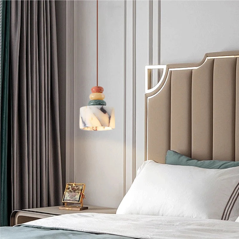 Luxury stone pendant lamp natural marble LED chandelier light