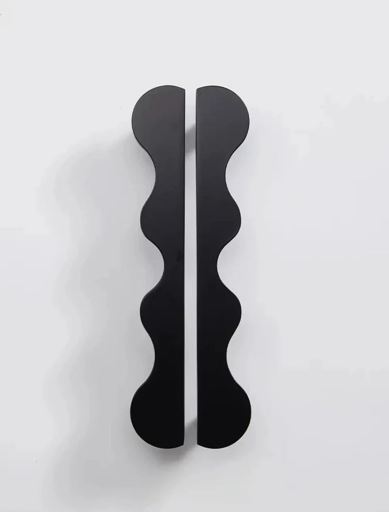 Brass Wave Shape Cabinet Handles Modern Drawer Pulls Gold/Black Furniture Handles for Kitchen Wardrobe Door-Letifly Lights and Decor