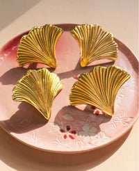 Ginkgo Leaf Brass Cabinet Door Handle Creative Personality Solid Wardrobe Nordic Gold Drawer Cabinet Handle Home Hardware-Letifly Lights and Decor