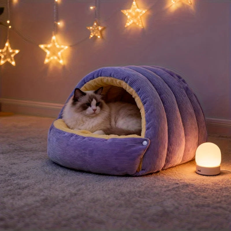 Letifly Lights & Decor - Cloud Nest Pet Bed - Plush Cat Cave Bed Soft Warm Pet House with Detachable Cushion