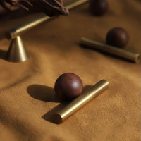 Bronze Brass + Walnut Wood Cabinet Handle and Knob Drawer Knobs T Bar Bedroom Kitchen Cupboard Hardware / Drawer Handles-Letifly Lights and Decor