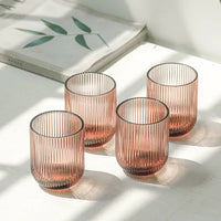 Pack of 6 Simple Vertical Striped Drinking Whiskey Glass Jars Luxury Ribbed Glass Candle Holder Container For Home Decor-Letifly Lights and Decor