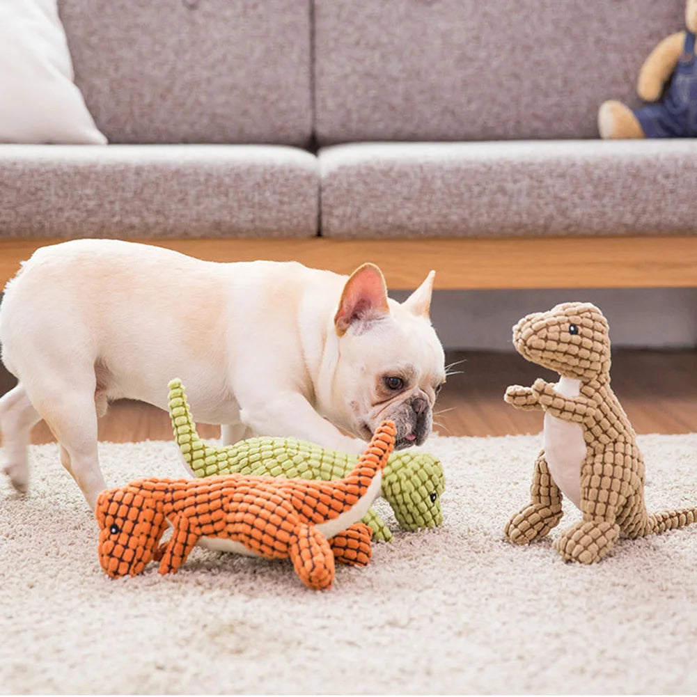 Plush corduroy squeaky dog toy animal shape durable chew toy for puppies and dogs