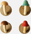 colorful wooden mushroom wall hooks for kids room nursery entryway towel bag coat hanging set with screws