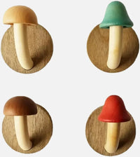 colorful wooden mushroom wall hooks for kids room nursery entryway towel bag coat hanging set with screws