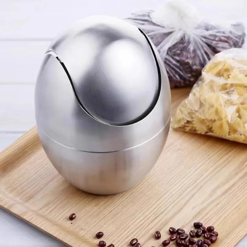 304 Stainless Steel Mini Countertop Brushed Swing Lid Trash Can Set, 1.5 L / 0.40 Gal,Desktop gold trash can-Letifly Lights and Decor