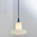 Vintage glass suspension lamp, retro creative white milk glass chandelier with blue coiled cord, Chromatic Coil Lamp for living room kitchen decor