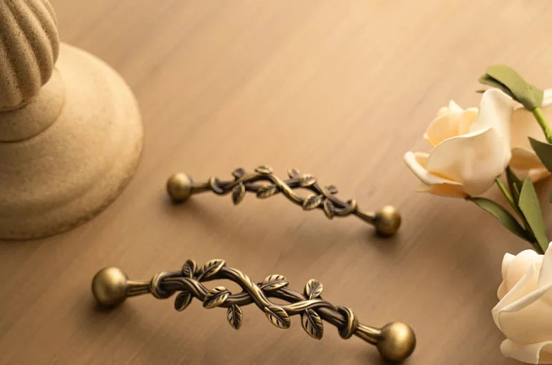Santaya Brushed Brass Handles Vine-shaped for Kitchen Cabinets Bedroom Wardrobe Drawer Knobs and Furniture Handle-Letifly Lights and Decor