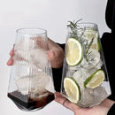 Highball drinking glass clear geometric modern faceted borosilicate vertical ripple texture