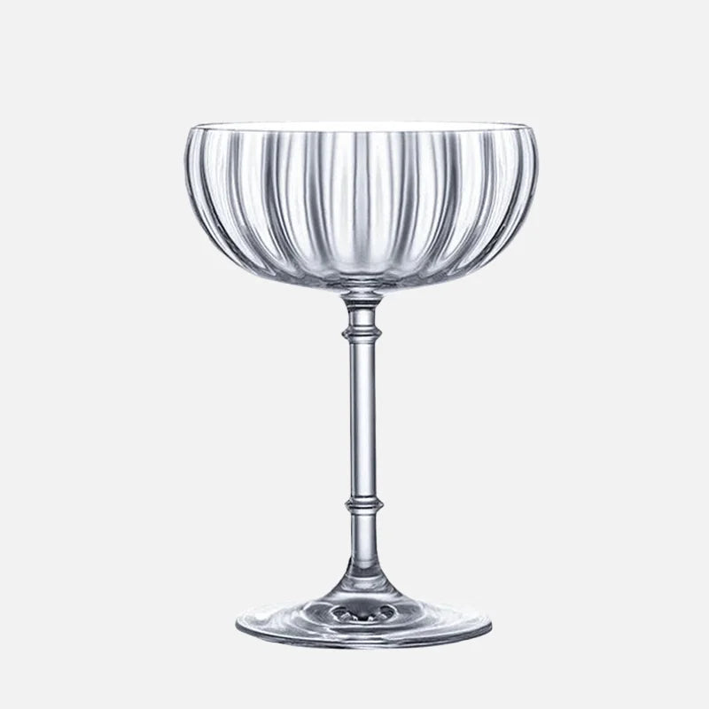 ribbed glass cocktail coupe handmade clear borosilicate stemware