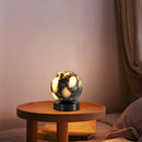 Marble LED bedside lamp soft glow sculptural natural stone cylinder and globe night light