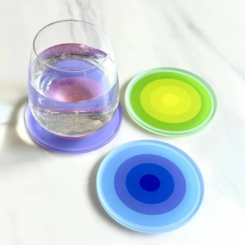 5pcs Acrylic Anti Slip Coaster Porta Vasostable Mat Cup Holders Gradient Color Cocinas Accesorios Kitchen Drink Coasters-Letifly Lights and Decor
