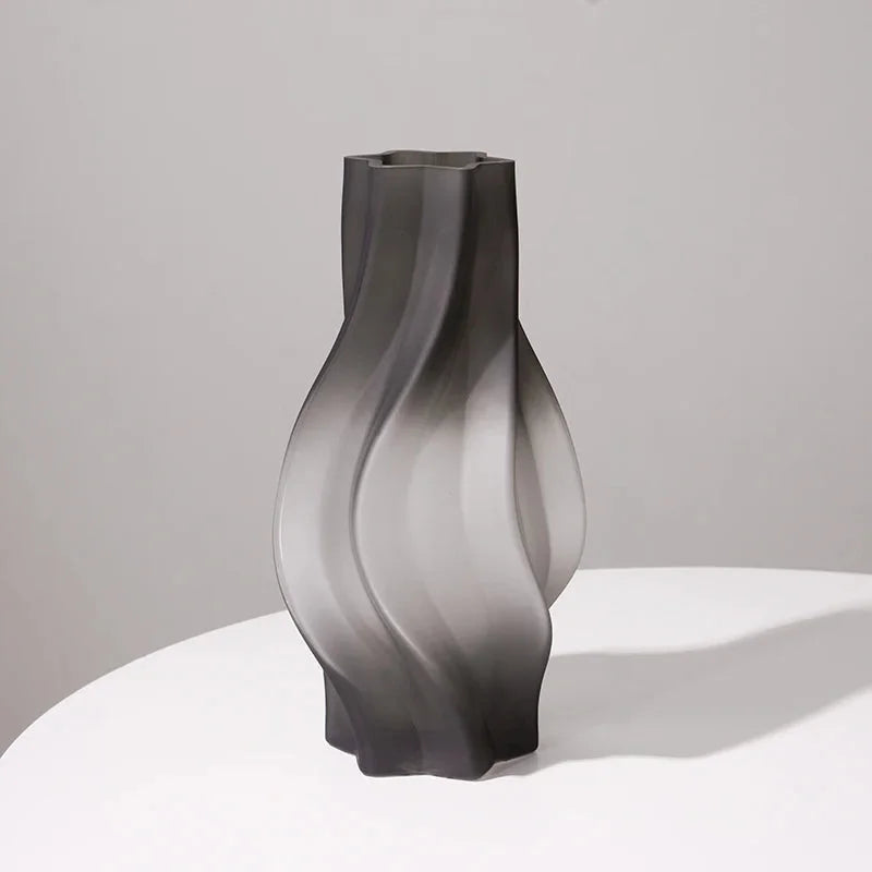 Luxury Nordic Minimalist Style Frosting Glass Vase Classic Home Living Room Decoration Stand For Flowers Decorative Vases Modern-Letifly Lights and Decor